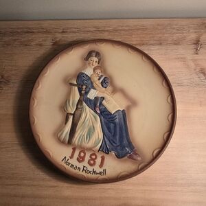 Norman Rockwell Plate with Blue and Cream Tones